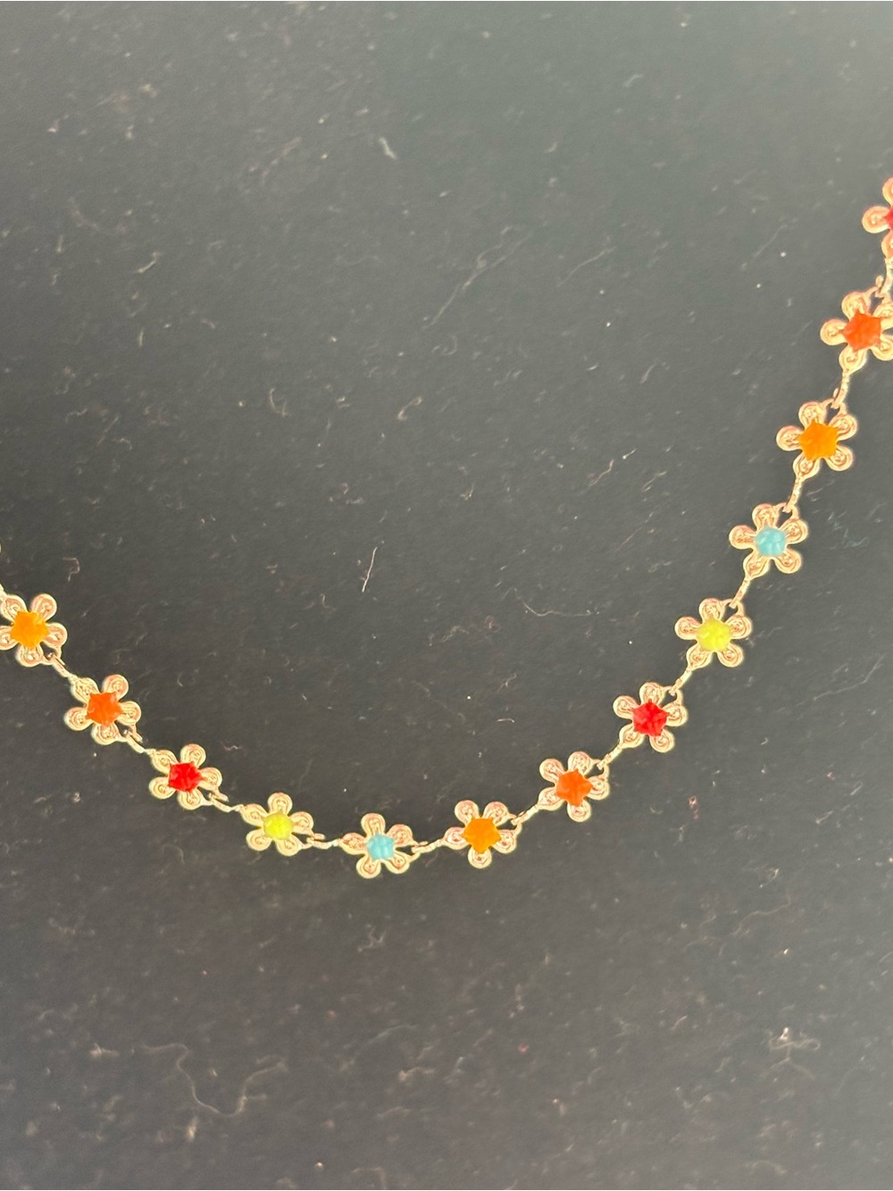 Silver- Tone Multicolor Floral Ankle Bracelet - Women Jewelry
